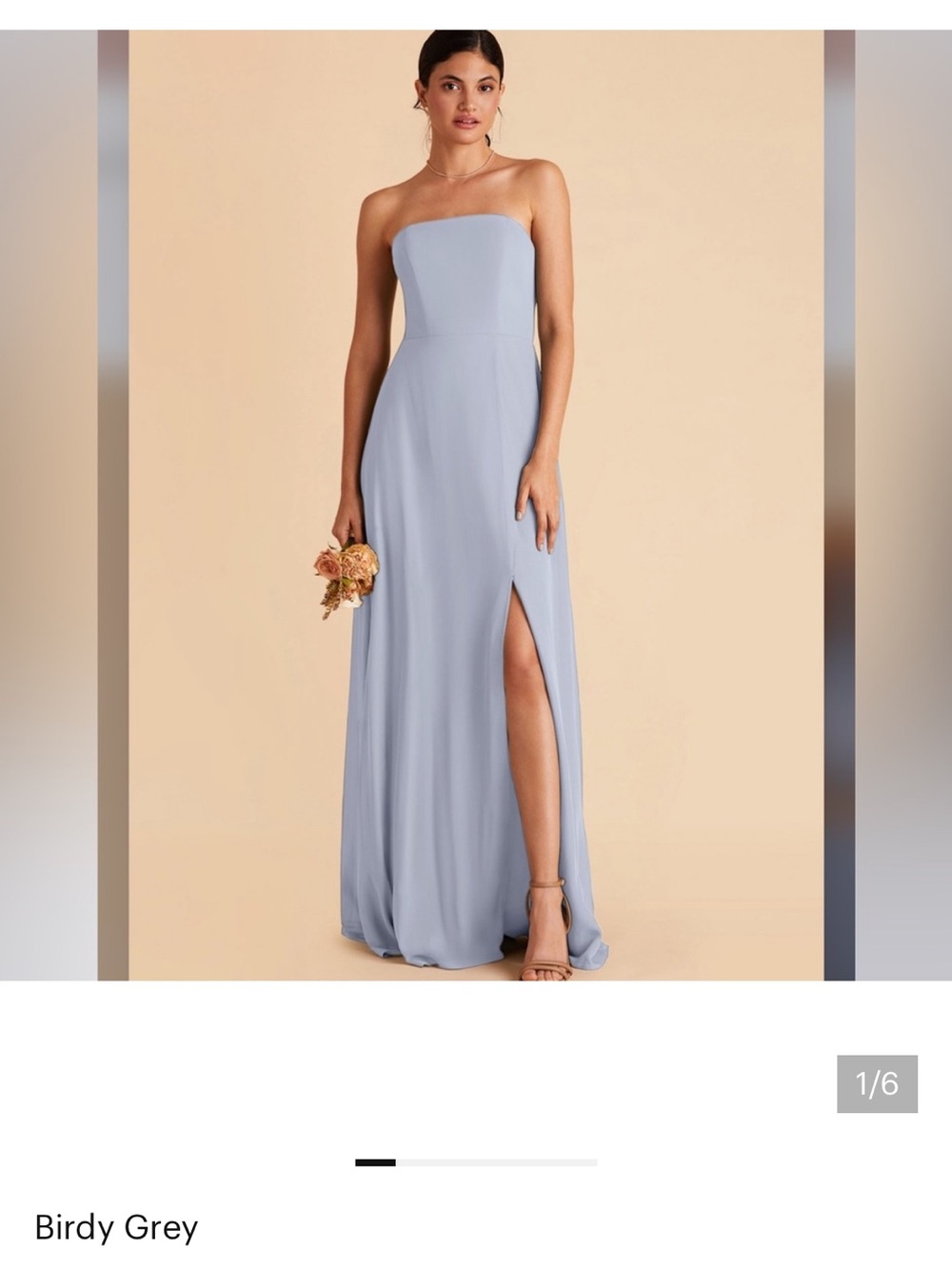 Birdy Grey Strapless Light Blue Bridesmaid Gown with Side Slit